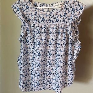 Pink and Blue Floral Work Blouse Size M